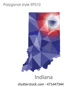Indiana state map in geometric polygonal style.Abstract gems triangle,modern design background. Vector illustration EPS10