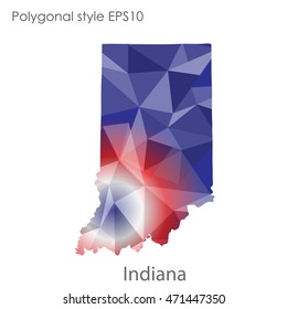 Indiana state map in geometric polygonal style.Abstract gems triangle,modern design background. Vector illustration EPS10