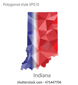 Indiana state map in geometric polygonal style.Abstract gems triangle,modern design background. Vector illustration EPS10