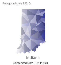 Indiana state map in geometric polygonal style.Abstract gems triangle,modern design background. Vector illustration EPS10