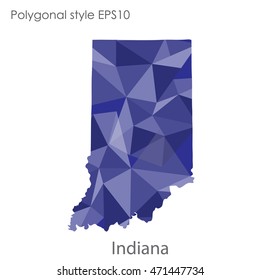 Indiana state map in geometric polygonal style.Abstract gems triangle,modern design background. Vector illustration EPS10