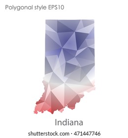 Indiana state map in geometric polygonal style.Abstract gems triangle,modern design background. Vector illustration EPS10
