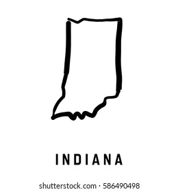 Indiana State Map Outline - Smooth Simplified US State Shape Map Vector.