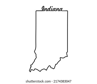 Indiana state map. US state map. Indiana outline symbol. Retro typography. Vector illustration