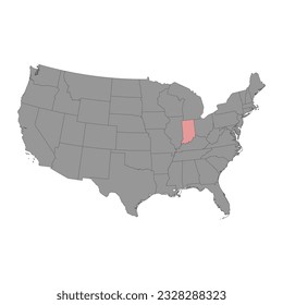 Mapa del estado de Indiana. Ilustración vectorial.