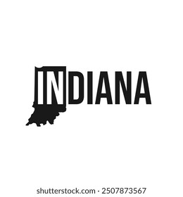 indiana state symbol, map icon with vector silhouette