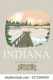 Indiana state. United States of America. Postcard from Indianapolis. Travel vector