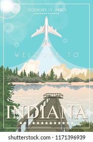 Indiana state. United States of America. Postcard from Indianapolis. Travel vector