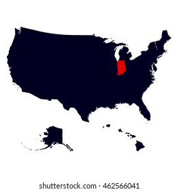 Indiana State in the United States map