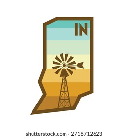 Estado de Indiana con molino de viento y campo de maíz perfecto para impresión, ropa, etc