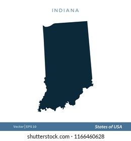 Indiana - States of US Map Icon Vector Template Illustration Design. Vector EPS 10.