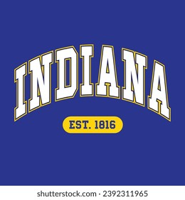 Indiana typography design vector, usa state shirt design vector. Jersey design vector, T-shirt design for usa 