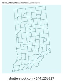 Indiana, United States. Simple vector map. State shape. Outline Regions style. Border of Indiana. Vector illustration.