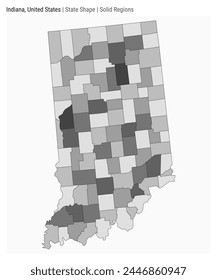 Indiana, United States. Simple vector map. State shape. Solid Regions style. Border of Indiana. Vector illustration.