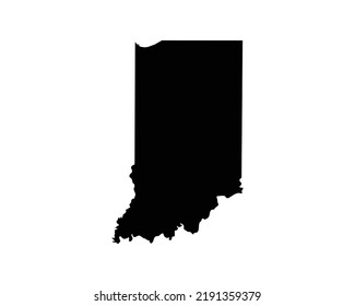 Indiana US Map. IN USA State Map. Black And White Hoosier State Border Boundary Line Outline Geography Territory Shape Vector Illustration EPS Clipart