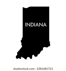 Indiana es un elemento negro del estado estadounidense aislado de fondo blanco. Estados Unidos de América. Mapa con las fronteras de los condados.