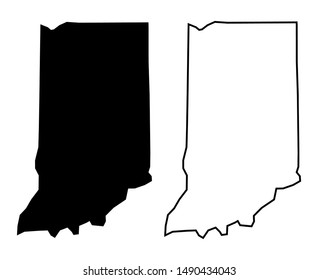 Indiana US state blank map vector solid black color and outline isolated on white background