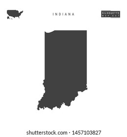 Indiana US State Blank Vector Map Isolated on White Background. High-Detailed Black Silhouette Map of Indiana.