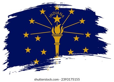 Indiana US State brush stroke flag vector background. Hand drawn grunge style painted isolated banner.