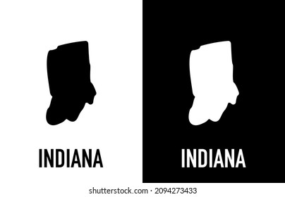 Indiana - U.S. state. Contour line in white and black color on two face background. Map of The United States of America. Vector illustration.
