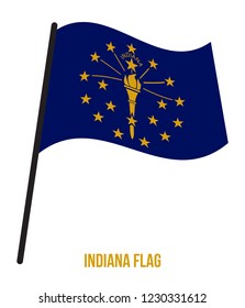 Indiana (U.S. State) Flag Waving Vector Illustration on White Background. Flag of the United States of America.