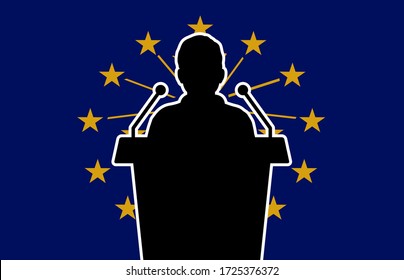 Indiana USA Flag Background Man Speaks. Business Man Presentation Conference Concept.