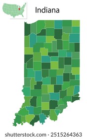 Indiana USA Map Green Icon