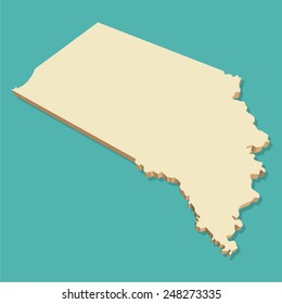 Indiana USA Map Three Dimensional Vector