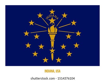 Indiana (USA State) Flag Vector Illustration on White Background. Flag of the United States of America.