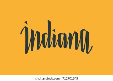 Indiana USA State Word Logo Name Hand Painted Brush Lettering Calligraphy Logo Template