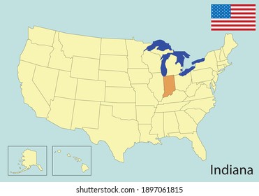 indiana, usa states colorful map, vector illustration 