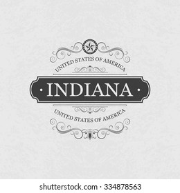 Indiana USA State.Vintage frame.