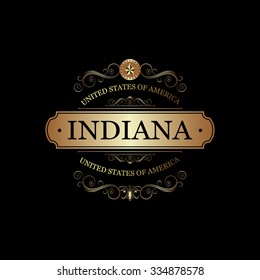 Indiana USA State.Vintage frame.