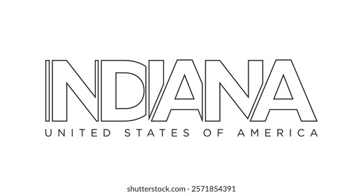 Indiana, USA typography slogan design. America logo with graphic city lettering for print and web.