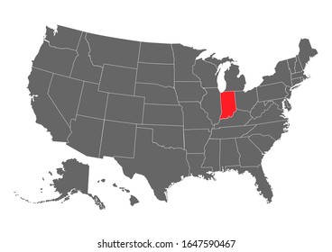 Indiana vector map. High detailed illustration. United state of America country