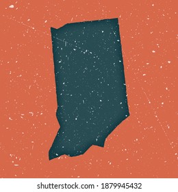 Indiana vintage map. Grunge map of the US state with distressed texture. Indiana poster. Vector illustration.