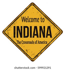 Indiana vintage rusty metal sign on a white background, vector illustration