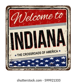 Indiana vintage rusty metal sign on a white background, vector illustration