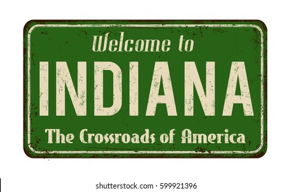 Indiana vintage rusty metal sign on a white background, vector illustration