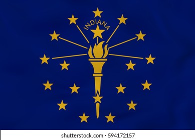 Indiana waving flag. Indiana state flag background texture.Vector illustration.