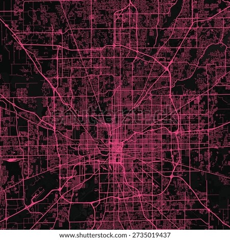 Indianapolis City Map discover the elegance of a refined grid where pink hues whisper modernity in a structured urban design, emphasizing refined linework, with balanced composition.