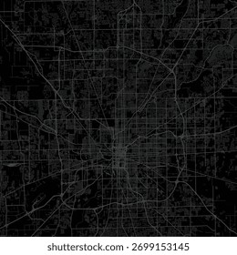 Mapa de la ciudad de Indianápolis Elegante ilustración en escala de grises de una rejilla urbana refinada en líneas elegantes y tonos monocromáticos modernos en un sofisticado lienzo de pared.