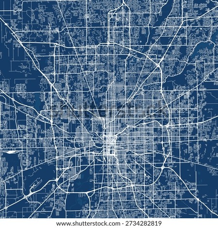 Indianapolis City Map explore the intricate blueprint of structured urban grid meticulously crafted with refined linework monochrome hues, emphasizing refined linework, with balanced composition.