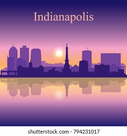 Indianapolis city silhouette on sunset background vector illustration