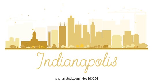 Indianapolis City skyline golden silhouette. Vector illustration. Simple flat concept for tourism presentation, banner, placard or web site. Business travel concept. Cityscape with landmarks