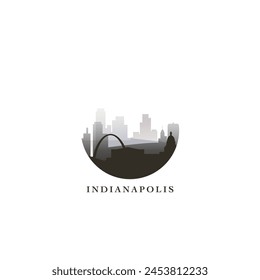 Indianapolis Stadtbild, Vektorgrafik-Gradienten-Abzeichen, flaches Skyline-Logo, Ikone. USA, Indiana Stadt rund Emblem Idee mit Wahrzeichen und Bausilhouetten. Isolierte abstrakte Grafik