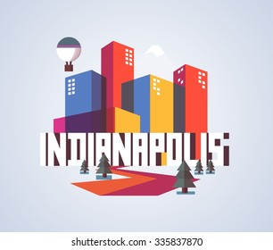 Indianapolis in colorful poster design.