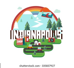 Indianapolis in colorful poster design.