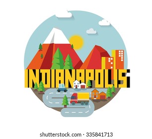 Indianapolis in colorful poster design.