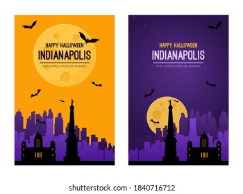 Indianapolis Halloween holiday background with text. 